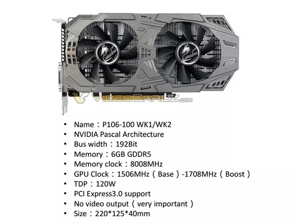 NVIDIA GP104专业矿卡：比GTX1060挖矿效率更高，8GB GDDR5X显存加持