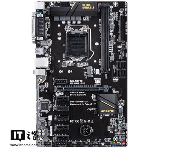 技嘉发布GA-H110-D3A专业挖矿主板：最多支持6张显卡